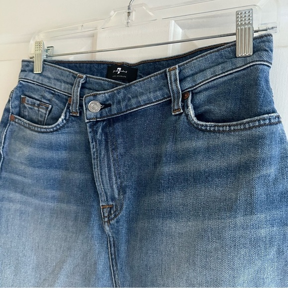 7 FOR ALL MANKIND Asymmetrical Denim Mini Skirt - Picture 5 of 8
